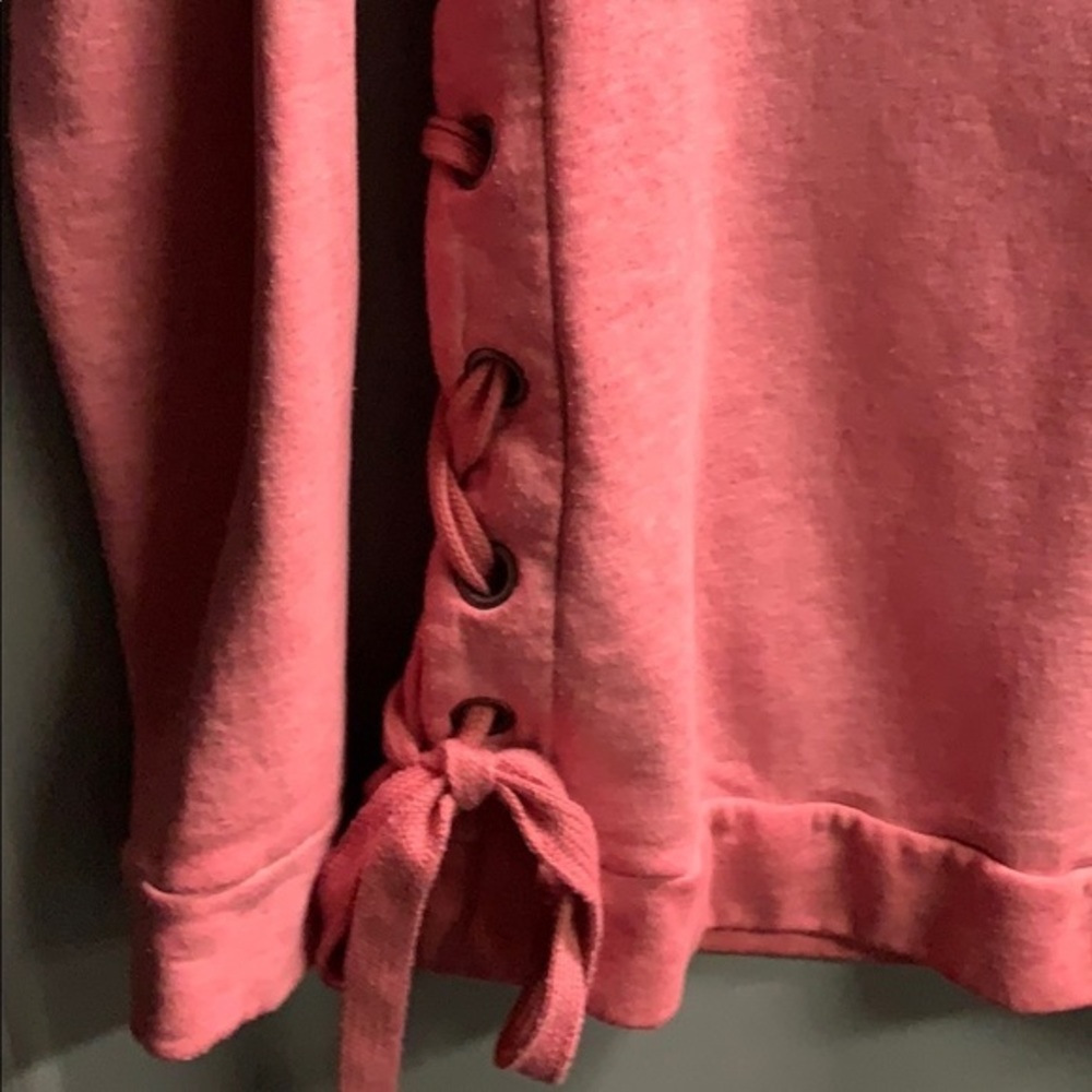 Pink Lace-Up Sides Sweatshirt Top - Picture 3 of 3